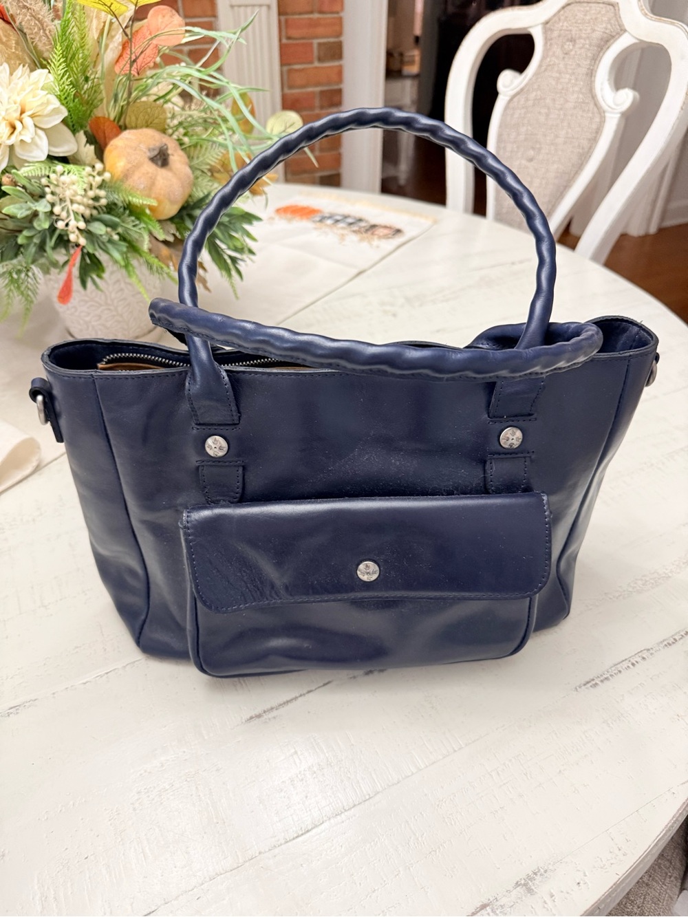 Patricia Nash Navy Braided-Handle Shoulder Bag